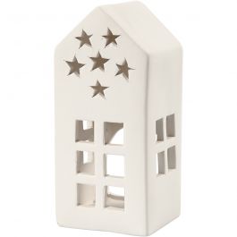 Tea Light Candle Holder, white, H: 16 cm, size 7x7 cm, 8 pc/ 1 box [HOB-50497]