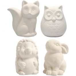 Animal Saving Banks, white, H: 9-10 cm, 4 pc/ 1 box [HOB-50569]