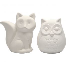 Animal Saving Banks, white, H: 9 cm, 2 pc/ 1 box [HOB-50570]