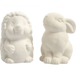 Animal Saving Banks, white, H: 10 cm, 2 pc/ 1 box [HOB-50571]