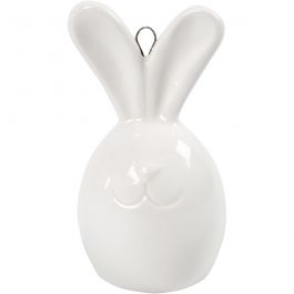 Rabbit, white, H: 6,7 cm, D: 3,6 cm, 3 pc/ 1 pack [HOB-505780]