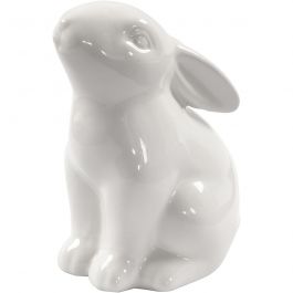 Rabbit, white, H: 9 cm, D: 5,5 cm, 12 pc/ 1 box [HOB-50579]