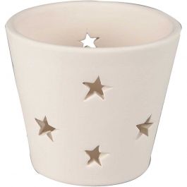 Tea Light Candle Holder, white, H: 6,5 cm, D: 7 cm, 12 pc/ 1 box [HOB-50689]