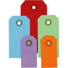 Manila Tags, assorted colours, size 3x6+4x8+5x10 cm, 220 g, 500 pc/ 1 pack [HOB-51009]