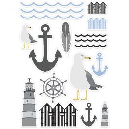 Die cut tags, black, blue, grey, white, size 3,1-11,4 cm, 54 pc/ 1 pack [HOB-51014]
