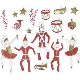 Die cut tags, gold, red, white, size 2,2x12,5 cm, 57 pc/ 1 pack [HOB-51017]