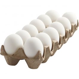 Egg, white, H: 6 cm, 12 pc/ 1 pack [HOB-51024]