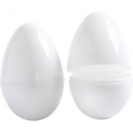 Egg, white, H: 8,8 cm, D: 5,5 cm, 12 pc/ 1 pack [HOB-51036]