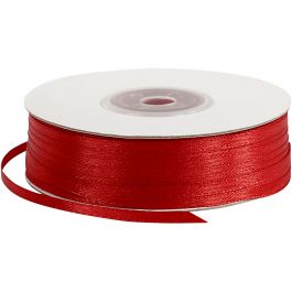 Satin Ribbon, red, W: 3 mm, 100 m/ 1 roll [HOB-51370]