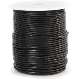 Leather Cord, thickness 2 mm, black, 50m