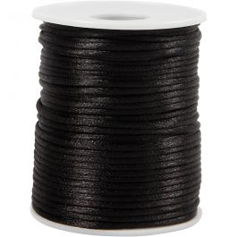 Satin Cord, thickness 2 mm, black, 50m