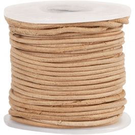 Leather Cord, thickness 1 mm, natural, 10m