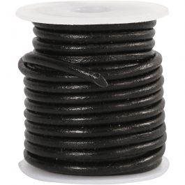 Leather Cord, thickness 3 mm, black, 5m