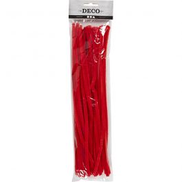 Pipe Cleaners, thickness 6 mm, L: 30 cm, red, 50pcs