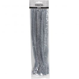Pipe Cleaners, thickness 15 mm, L: 30 cm, grey, 15pcs
