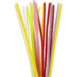 Chenille, L: 30 cm, thickness 6 mm, spring colours, 24 asstd./ 1 pack [HOB-51649]