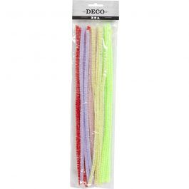 Chenille, L: 30 cm, thickness 6 mm, spring colours, 24 asstd./ 1 pack [HOB-51649]