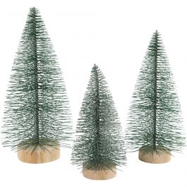 Christmas Spruce Trees, H: 10+13+14 cm, 3 pc/ 1 pack [HOB-51669]