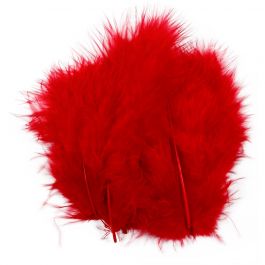 Feathers, size 5-12 cm, red, 15pcs