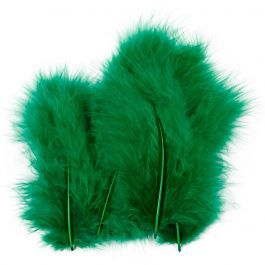 Feathers, size 5-12 cm, green, 15pcs