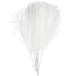 Artificial feathers, white, L: 15 cm, W: 8 cm, 10 pc/ 1 pack [HOB-518050]