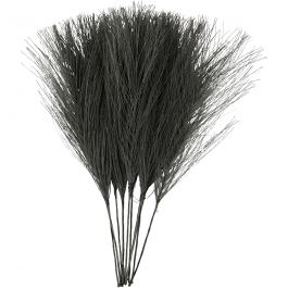 Artificial feathers, black, L: 15 cm, W: 8 cm, 10 pc/ 1 pack [HOB-518059]