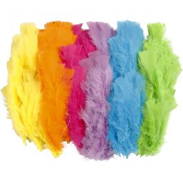 Feathers, assorted colours, L: 11-17 cm, 144 bundle/ 1 pack [HOB-51846]