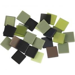 Mini Mosaic, green glitter, size 10x10 mm, thickness 2 mm, 25 g/ 1 pack [HOB-51925]