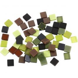 Mini Mosaic, green glitter, size 5x5 mm, thickness 2 mm, 25 g/ 1 pack [HOB-51926]