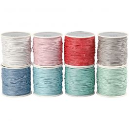 Cotton Cord, assorted colours, thickness 1 mm, 8x40 m/ 1 pack [HOB-51967]