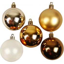 Christmas Ornaments, golden, D: 6 cm, 20 pc/ 1 pack [HOB-52158]