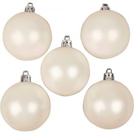 Christmas Ornaments, white, mother-of-pearl, D: 6 cm, 20 pc/ 1 pack [HOB-52164]
