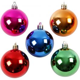 Christmas Ornaments, bold colours, D: 6 cm, 20 pc/ 1 pack [HOB-52165]