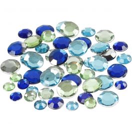 Rhinestones, blue/green harmony, round, size 6+9+12 mm, 360 pc/ 1 pack [HOB-52183]