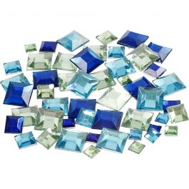 Rhinestones, blue/green harmony, square, size 6+9+12 mm, 360 pc/ 1 pack [HOB-52184]