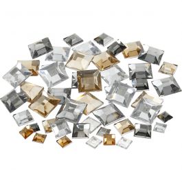 Rhinestones, golden oil, square, size 6+9+12 mm, 360 pc/ 1 pack [HOB-52185]