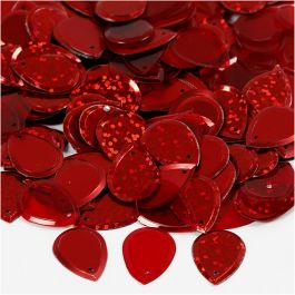 Sequins, red, raindrop, size 14x19 mm, 50 g/ 1 pack [HOB-522040]