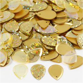 Sequins, gold, size 14x19 mm, 50 g/ 1 pack [HOB-522042]