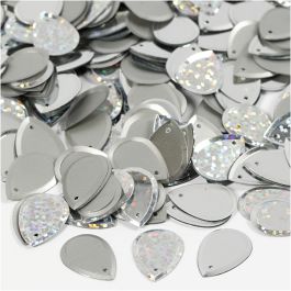 Sequins, silver, raindrop, size 14x19 mm, 50 g/ 1 pack [HOB-522043]