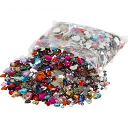 Rhinestones, assorted colours, D: 6+10+14 mm, 2520 pc/ 1 pack [HOB-52233]