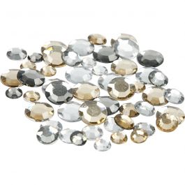 Rhinestones, golden oil, round, size 6+9+12 mm, 360 pc/ 1 pack [HOB-52245]