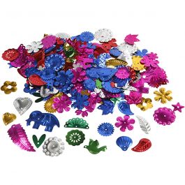 Sequins, bold colours, size 15-45 mm, 30 g/ 1 pack [HOB-522510]