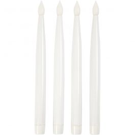 LED Candle, white, H: 27,5 cm, D: 2 cm, 4 pc/ 1 pack [HOB-52351]