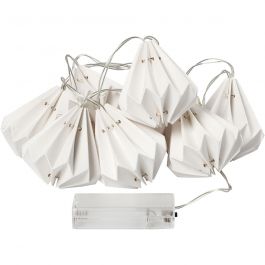 LED Light String with Lampshades, white, H: 80 mm, L: 100 cm, D: 65 mm, 1 pc [HOB-52358]