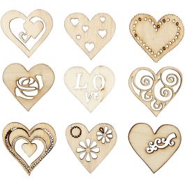 Wooden decorations, size 28 mm, 45 pc/ 1 pack [HOB-52375]