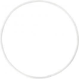 Metal Wire Ring, white, D: 10 cm, thickness 2 mm, 10 pc/ 1 pack [HOB-52409]