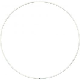 Metal Wire Ring, white, D: 15 cm, thickness 2 mm, 10 pc/ 1 pack [HOB-52410]