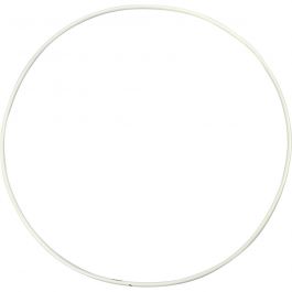 Metal Wire Ring, white, D: 20 cm, thickness 3 mm, 5 pc/ 1 pack [HOB-52412]