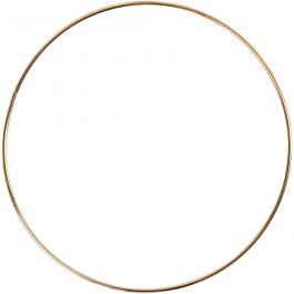 Metal Wire Ring, gold, D: 20 cm, thickness 3 mm, 1 pc [HOB-52428]