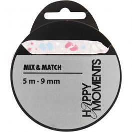 Decorative Ribbon, rose, W: 9 mm, 5 m/ 1 roll [HOB-525017]